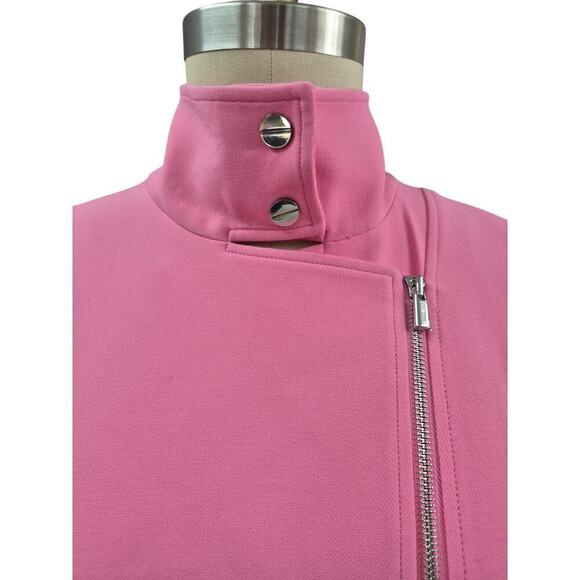 Carlisle Collection  Barbie Pink Poly blend Asymmetrical Zipper Jacket Sz 16 - Picture 3 of 7